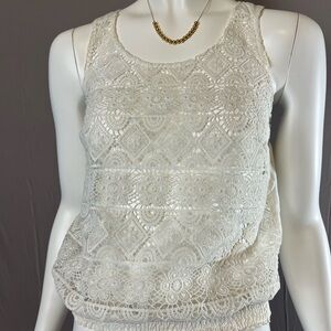 Solitaire Lace Tank Top - Cream
